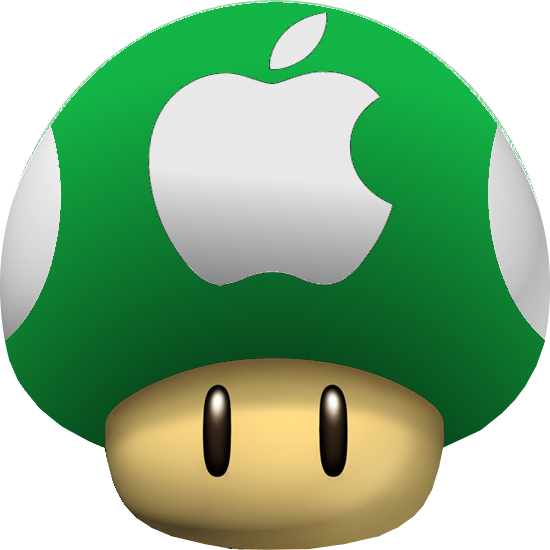 Apple levelling-up with a green Mario mushroom