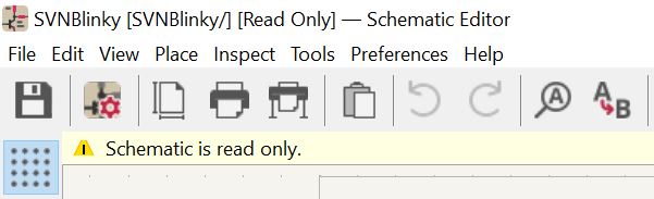 A screenshot of the 'Schematic is Read-Only' banner in KiCAD.