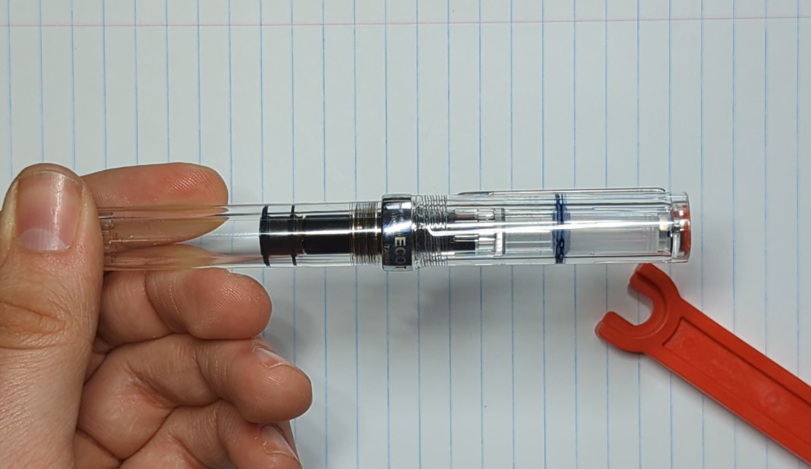 A photo showing the TWSBI ECO with the cap placed on the tail.