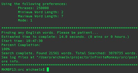 Sample output of the IMT program