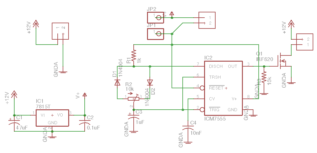 The completed schematic in Eagle CAD