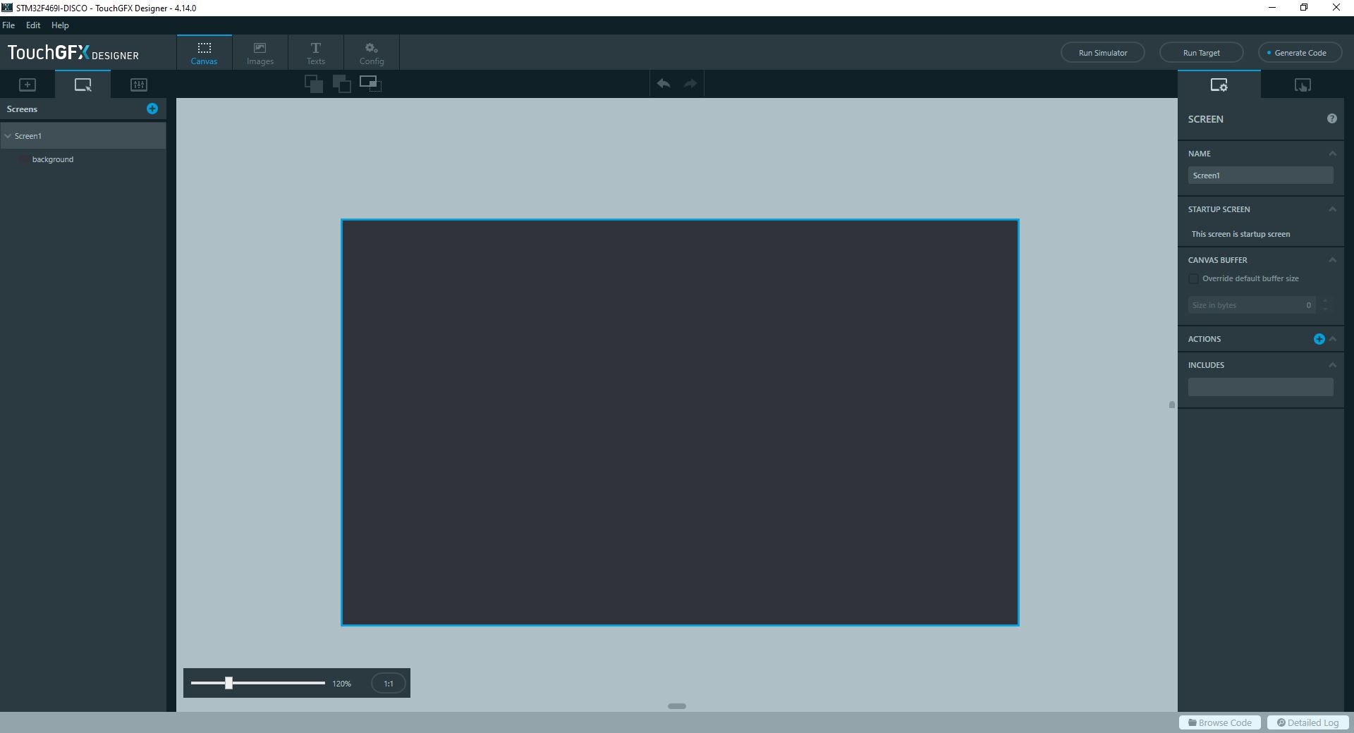 A dark grey box widget added to to the canvas to create a background